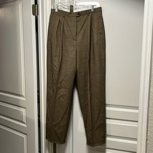 Lauren Ralph Lauren brown houndstooth LINED pleated trousers